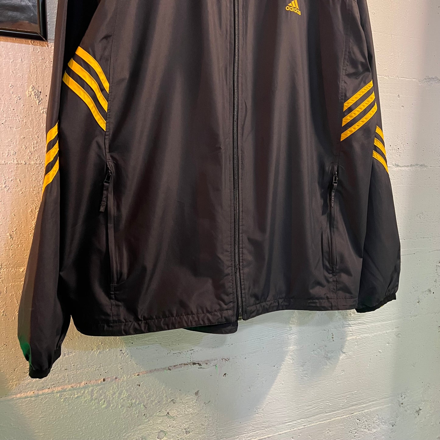 Vintage 2003 Adidas Embroidered Full Zip Windbreaker Jacket - Size Large - Navy/Yellow