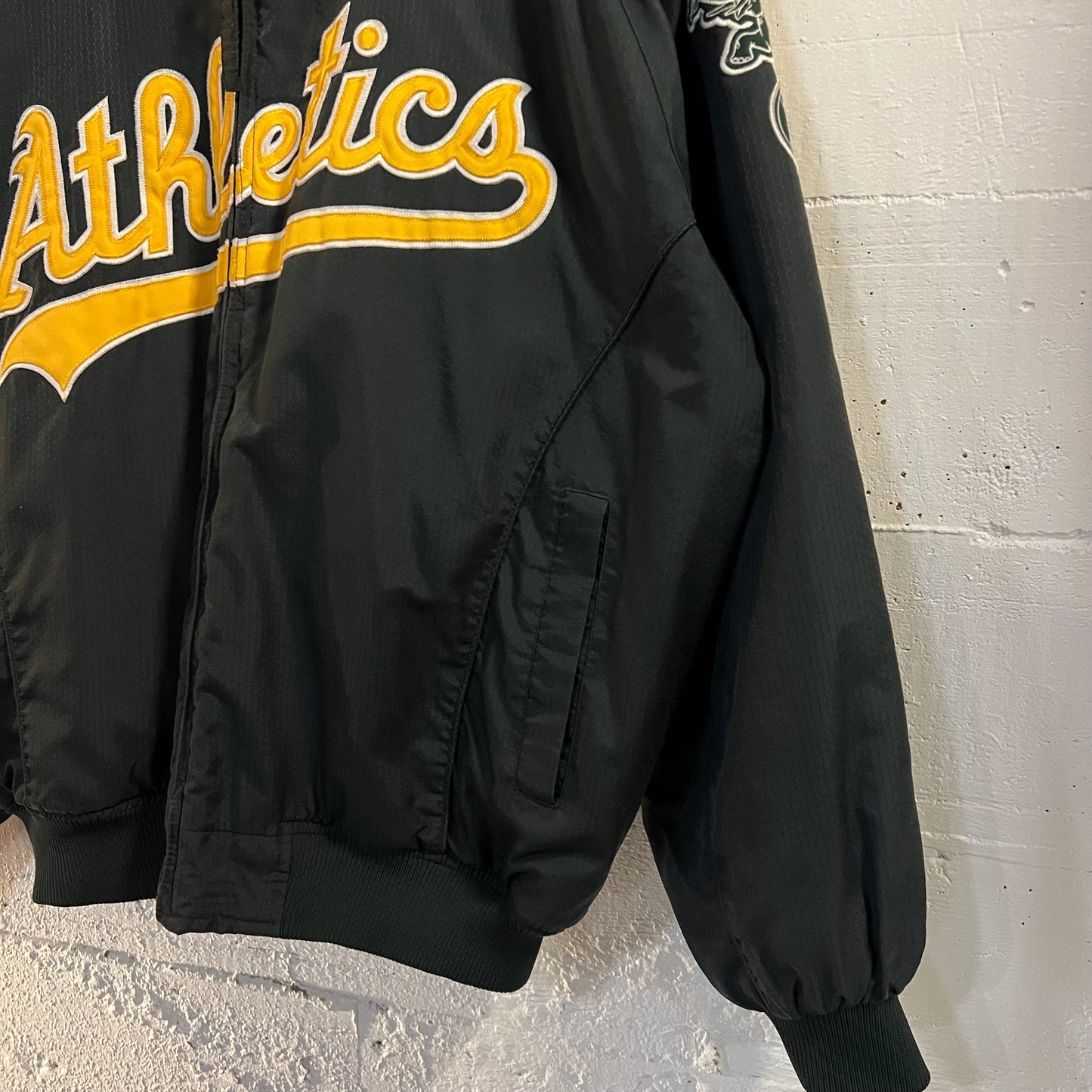 Vintage 90's Oakland Athletics Majestic Authentic Zip Up Jacket - Size XL - Green/Yellow
