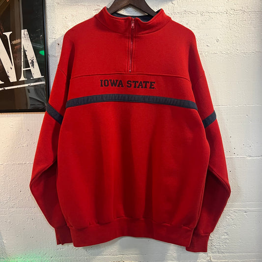 Vintage 90's Iowa State University 1/4 Zip Pullover Sweatshirt - Size Large - Made In USA