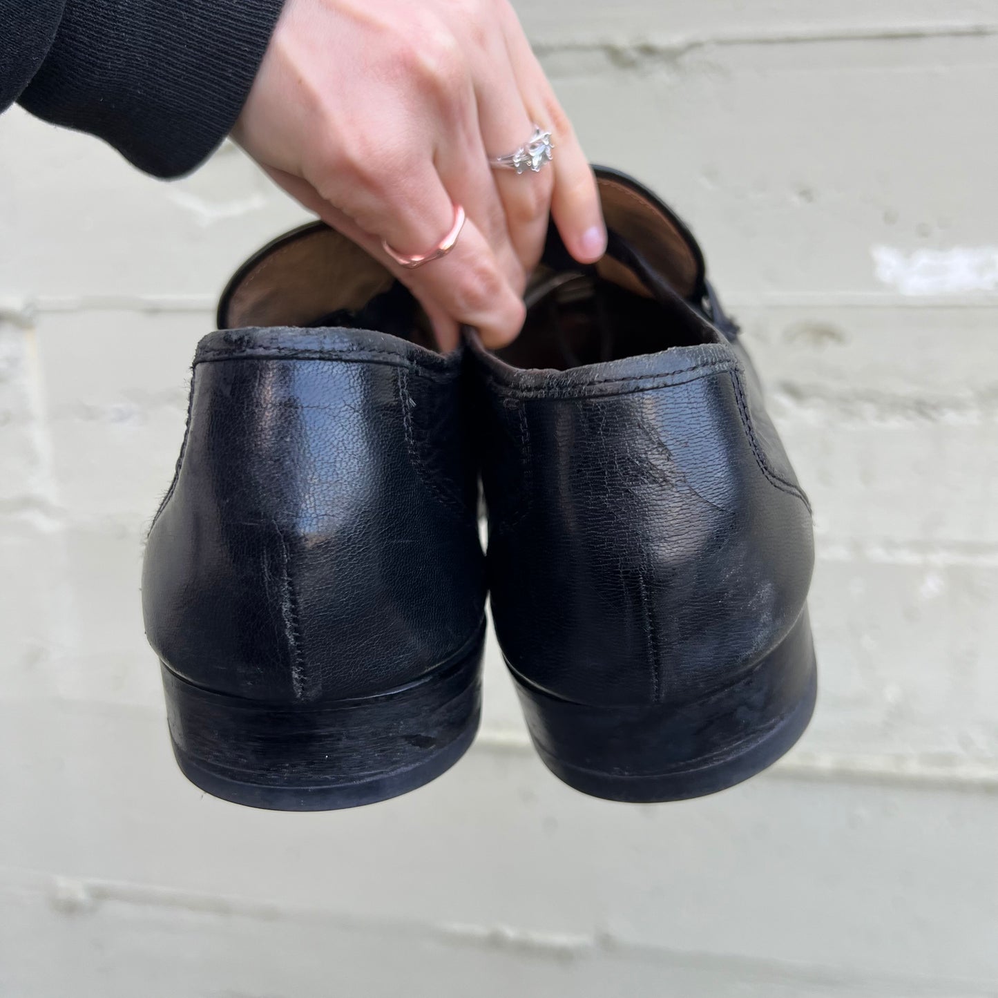Vintage Nunn-Bush Leather Tassel Loafer Shoes W/ Vibram Soles - Size 10.5M - Black