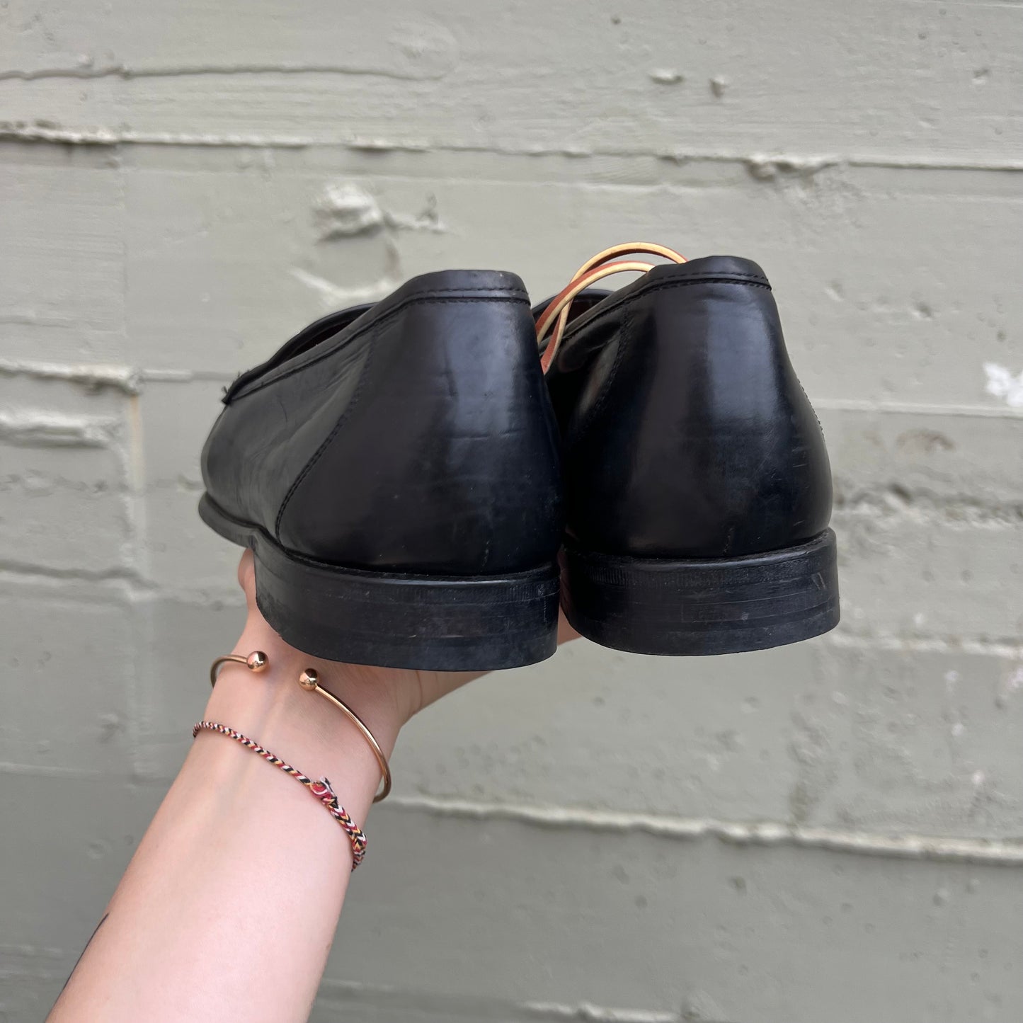 Vintage Johnston & Murphy Croc Embossed Leather Tassel Loafers - Size 10.5M - Black