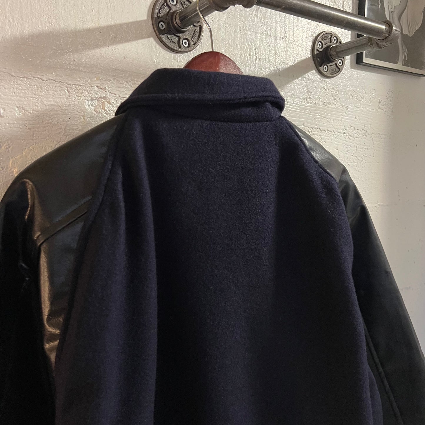 Vintage 1970's Awards USA Naugalite Wool Varsity Jacket - Size Large - Made In USA - Navy/Gold