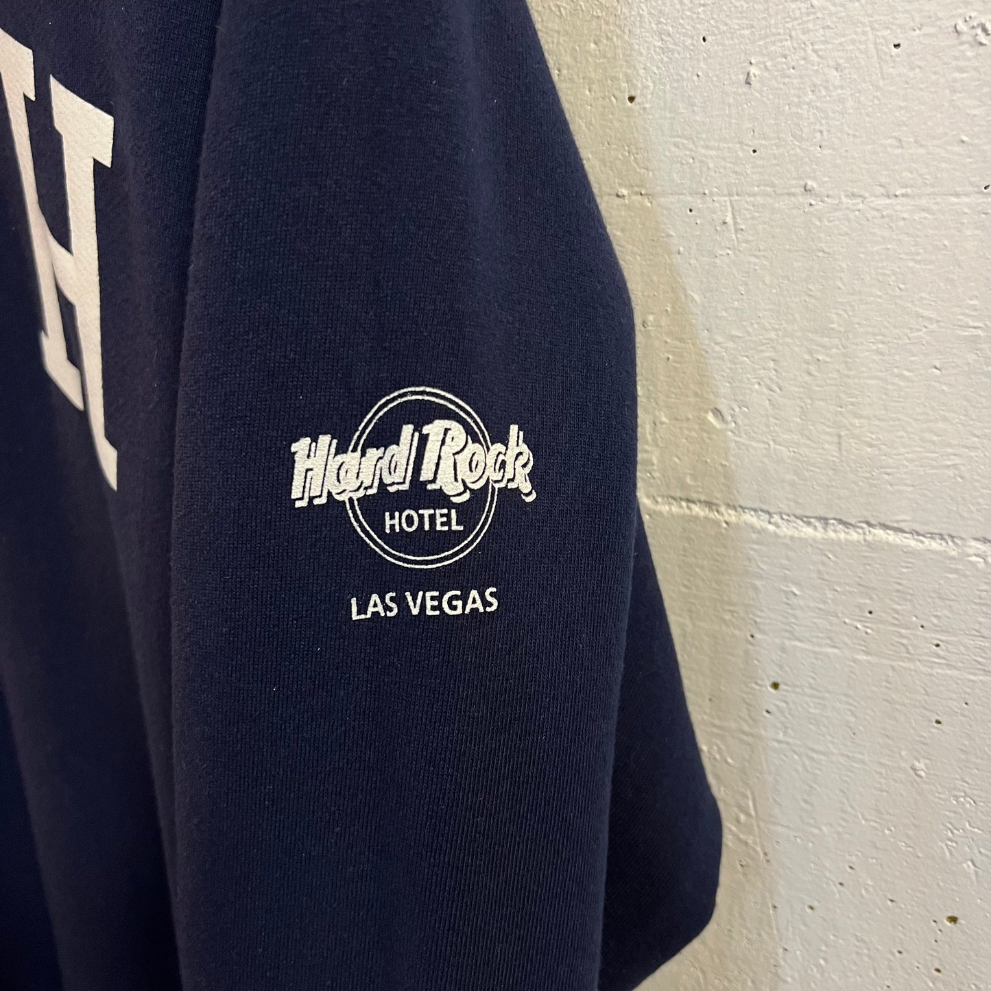 Vintage 90’s Hard Rock Hotel Las Vegas Crewneck Sweatshirt - Size Large - Made In USA - Navy/White