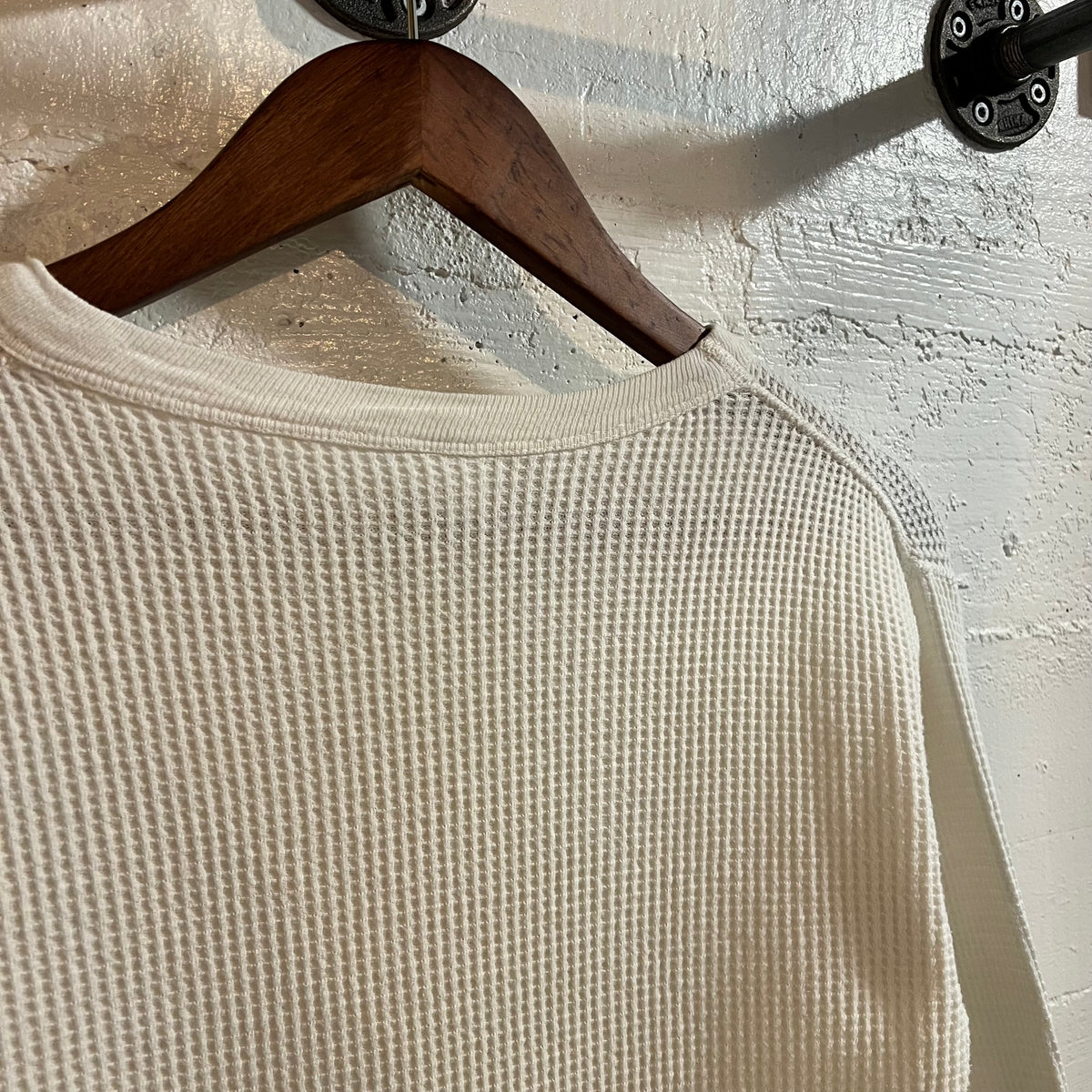 Vintage 60’s/70’s Distressed Kmart Waffle Knit Long Sleeve Shirt - Size Medium - Made In USA - White