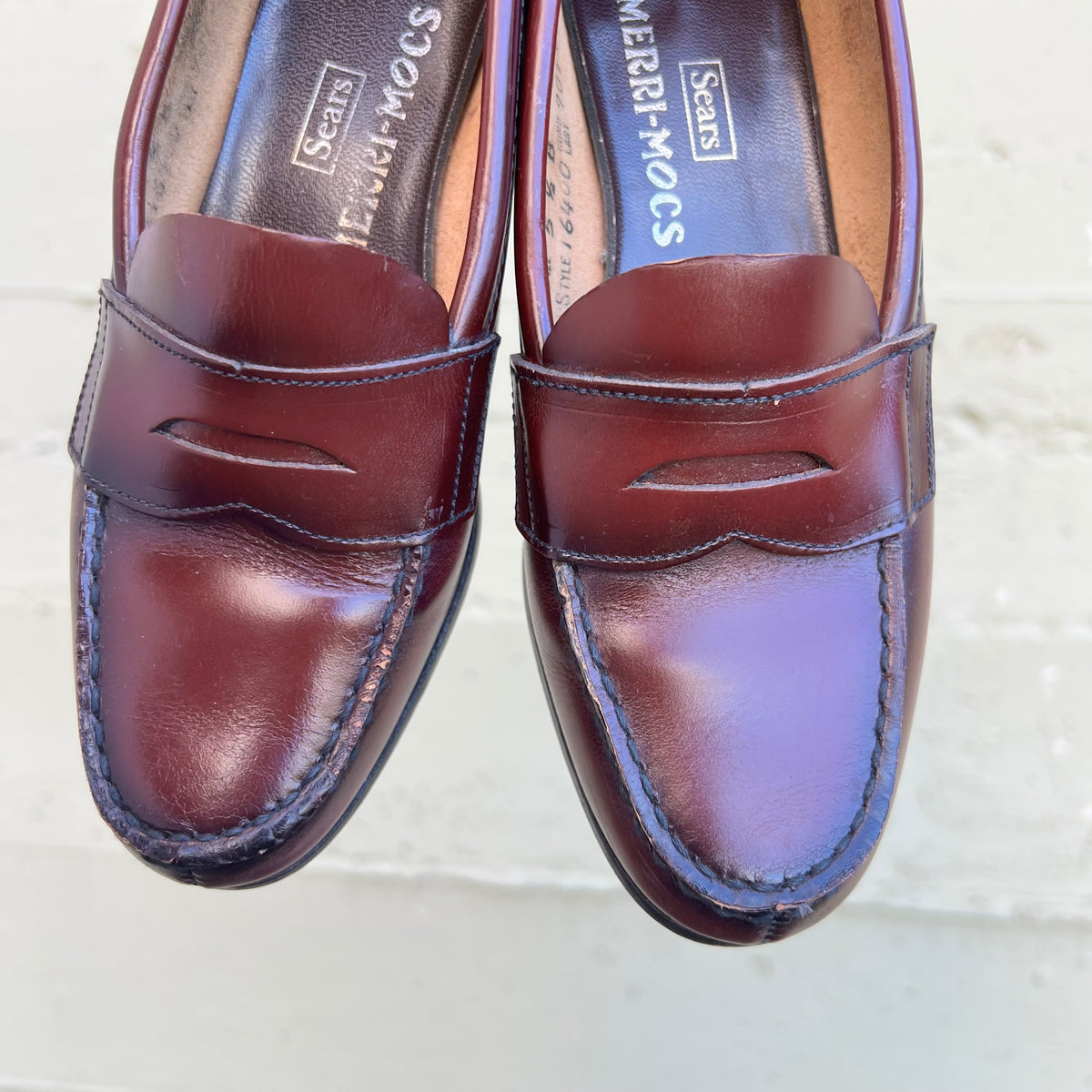 True Vintage 1960's Sears Merri-Mocs Oxblood Leather Loafers - Size 5.5B (Standard) - Made In USA - Style 16400