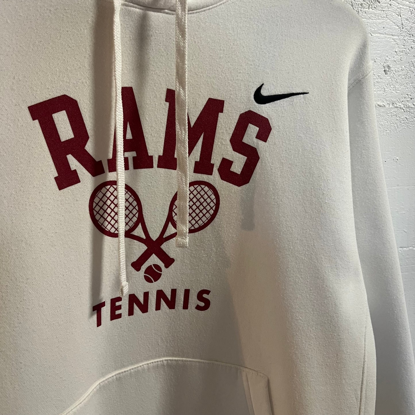 2000’s Embroidered Nike Rams Tennis Hoodie Sweatshirt - Size Large - White/Maroon
