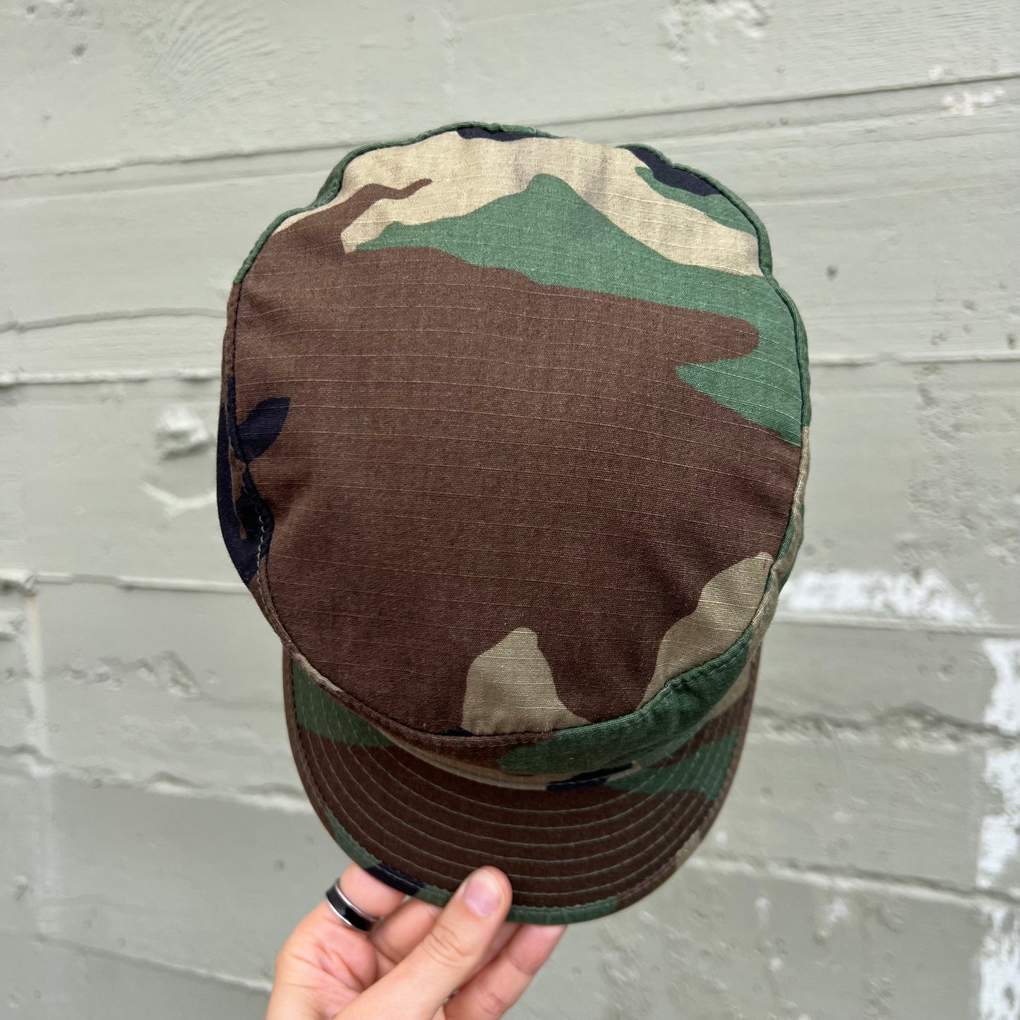 Vintage 90's U.S. Army Woodland Camo Hot Weather Cap - Size 7 - Made In USA - SP0100-97-0321