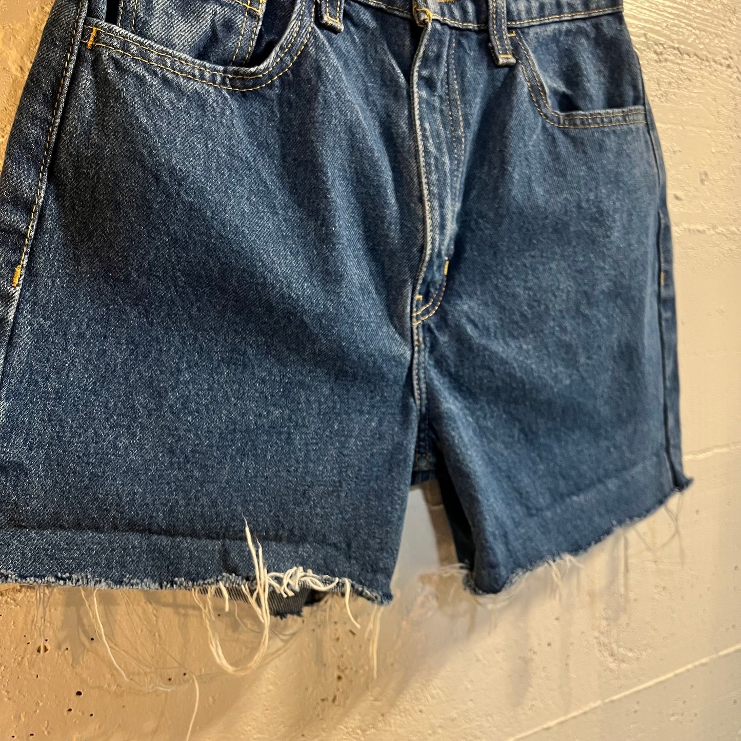 American Apparel High Waisted Denim Cutoff Shorts - Size 27 - Medium Dark Wash