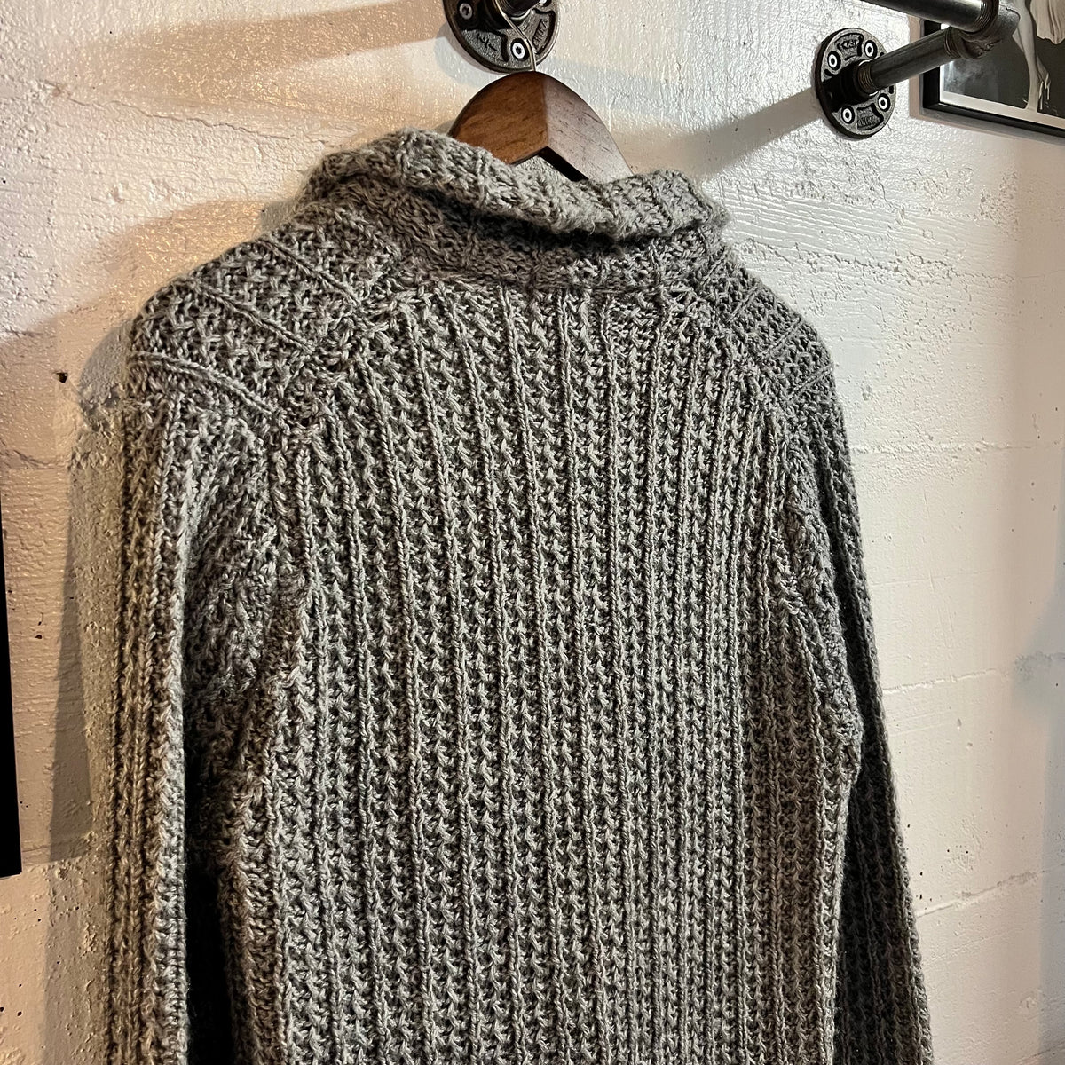 Vintage 70’s/80’s Sears Chunky Knitted Shawl Collar Cardigan Sweater - Size Large - Grey