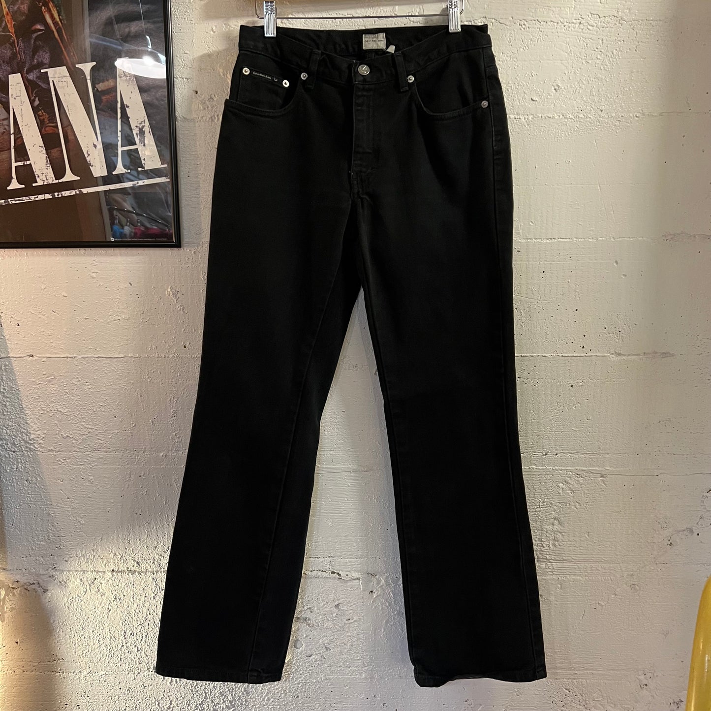 Vintage 90's Calvin Klein Jeans Zipper Fly Bootleg Jeans - Size 6 (29"x30") - Black/Black - 100% Cotton