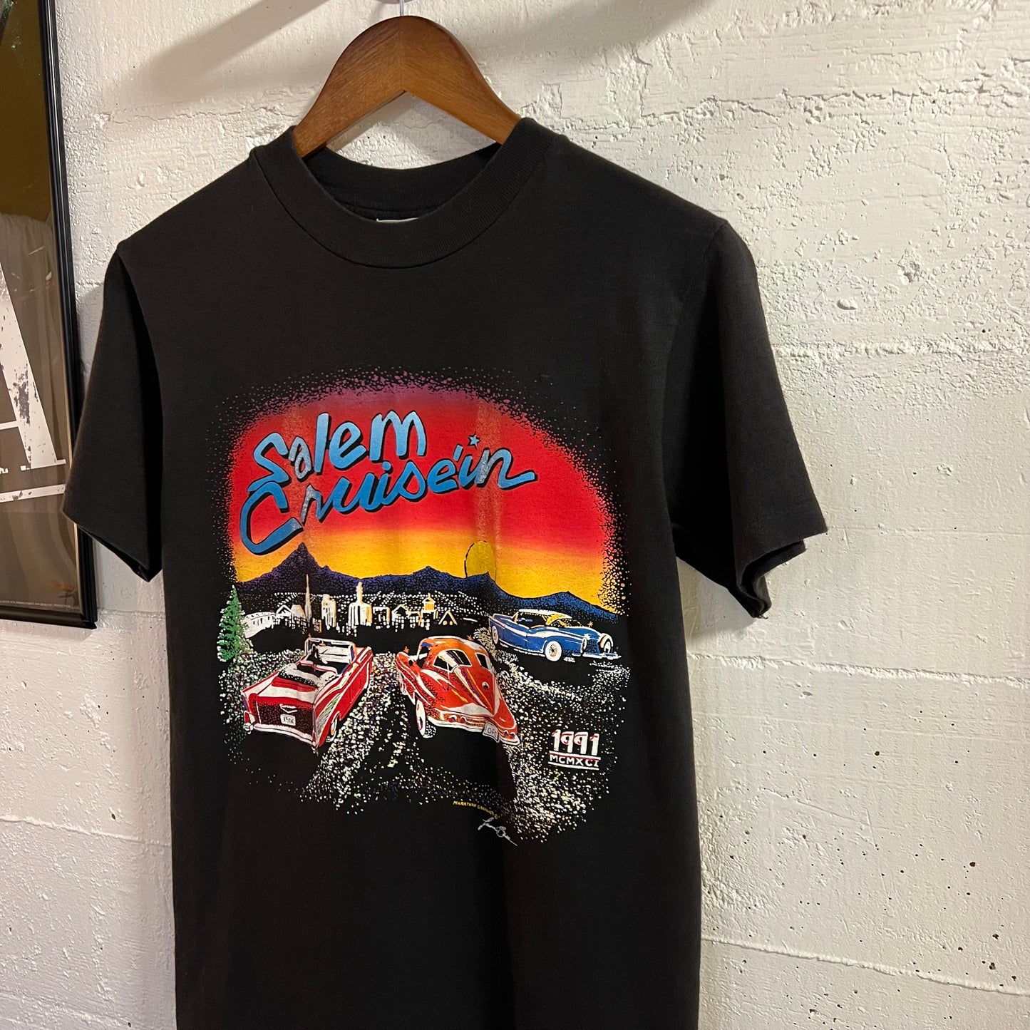 Vintage 1991 Salem Cruise’in Car Single Stitch Baby T-Shirt - Size Small - Made In USA - Black/Multi