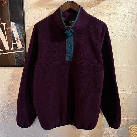 Vintage 90’s Sierra Sport 1/4 Snap Buttoned Pullover Fleece Jacket - Size Medium - Made In USA - Purple/Turquoise