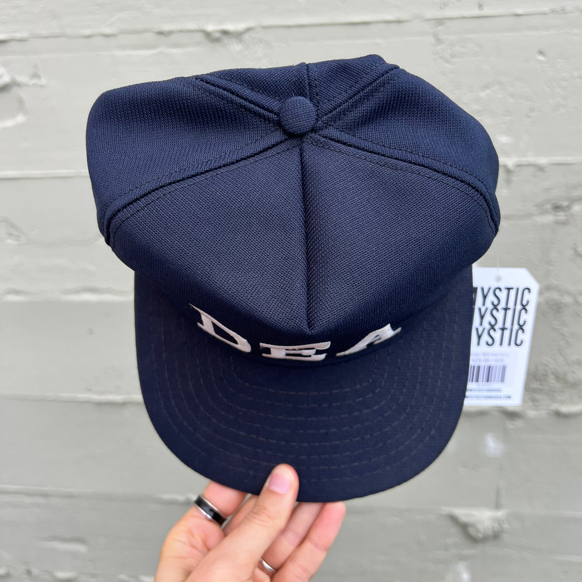 Vintage 1980's New Era Embroidered DEA Snapback Hat - O/S - Made In USA - Navy White