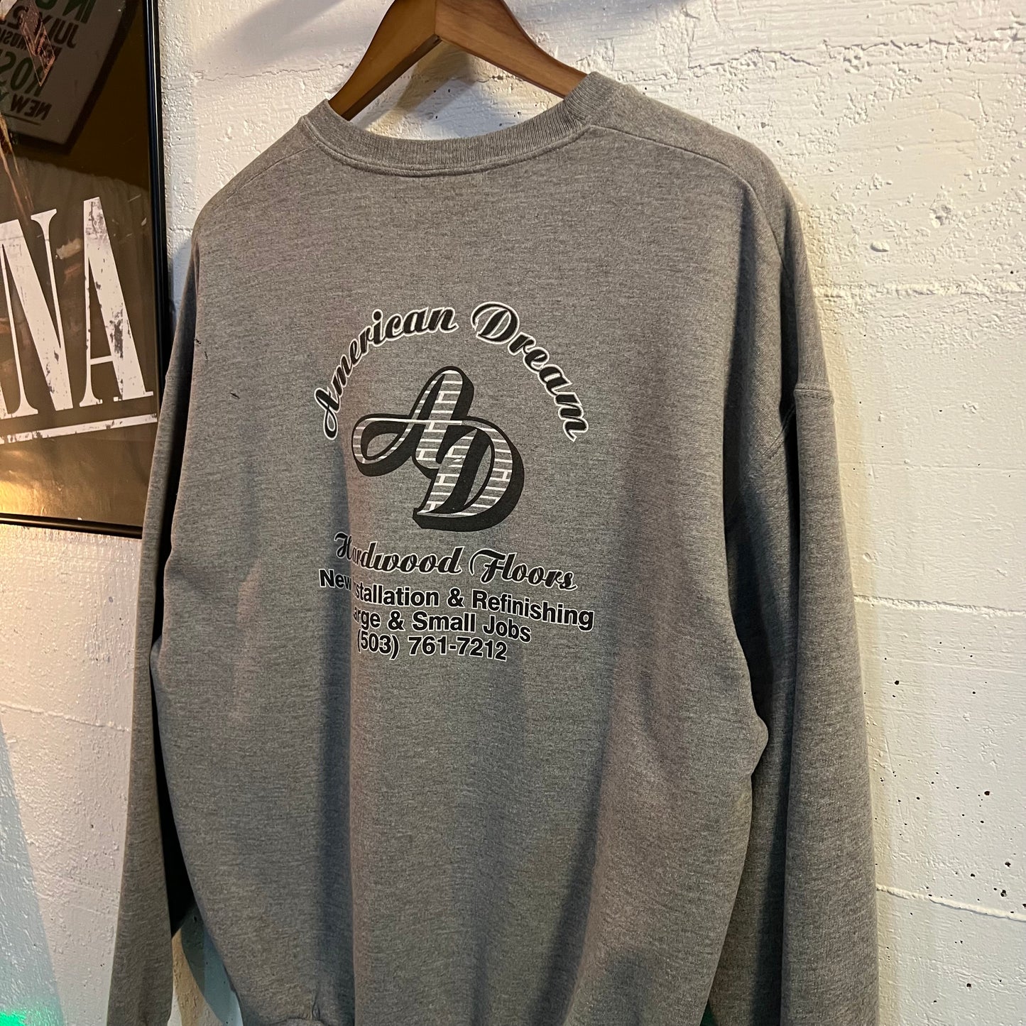Vintage 90's Jerzees 'American Dream' Crewneck Sweatshirt - Size XL - Gray
