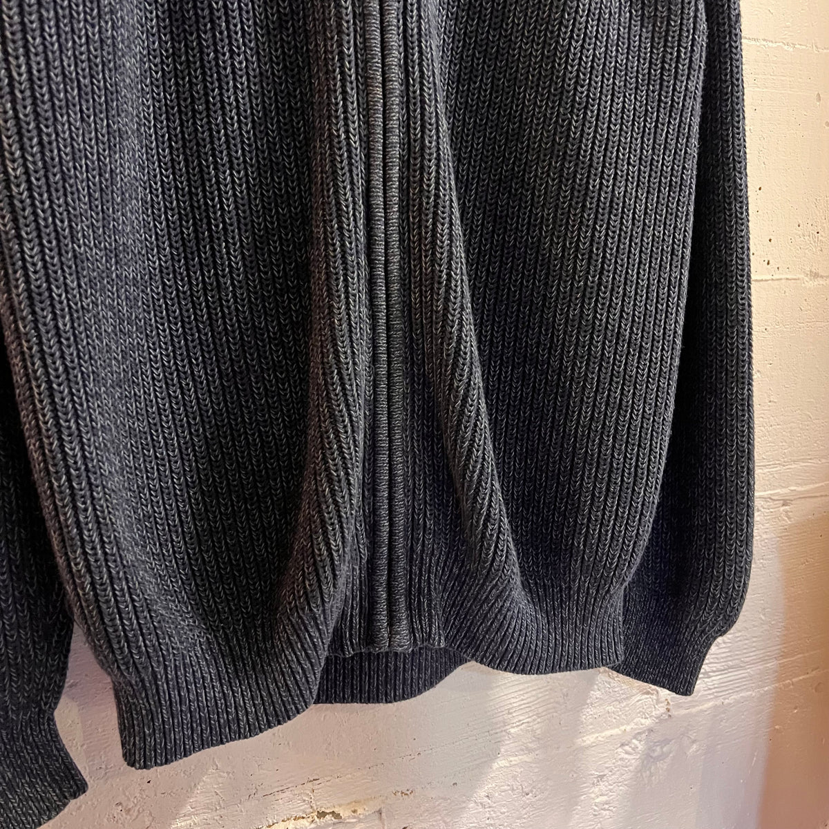 Vintage 2000’s L.L.Bean Heavyweight Full-Zip Mock Neck Ribbed Knit Sweater - Size Medium - Navy