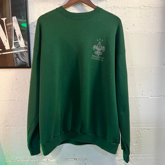Vintage Boy Scouts ‘Troop 97’ Fullerton, CA Crewneck Sweatshirt - Size 2XL - Forest Green