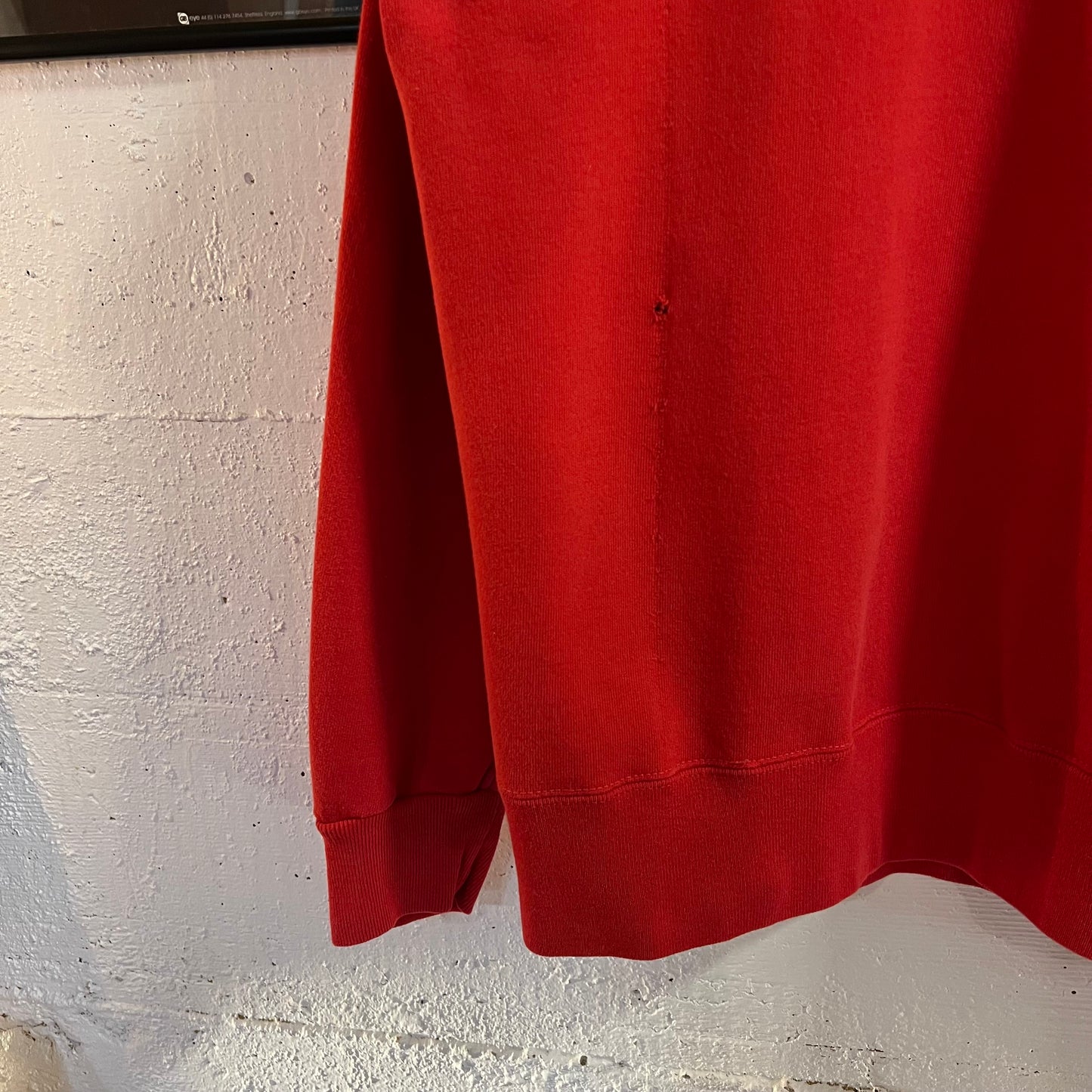 Vintage 80's/90's Champion Classic Script Embroidered Single "V" Crewneck Sweatshirt - Size XL - Made In USA - Red