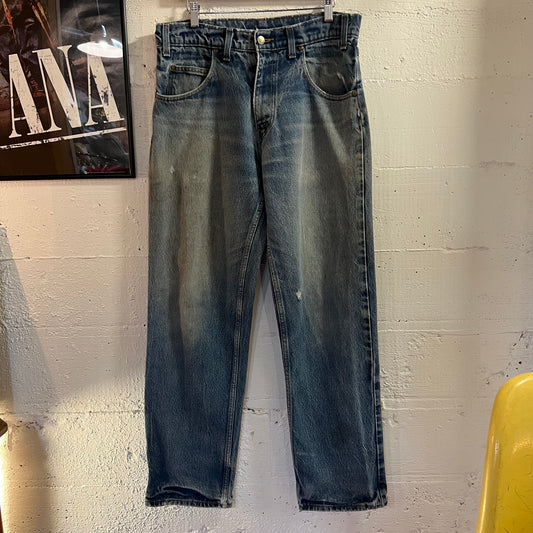 Vintage 90's Prison Blues Faded Straight Leg Denim Jeans - Size 34" - Made In USA - 100% Cotton