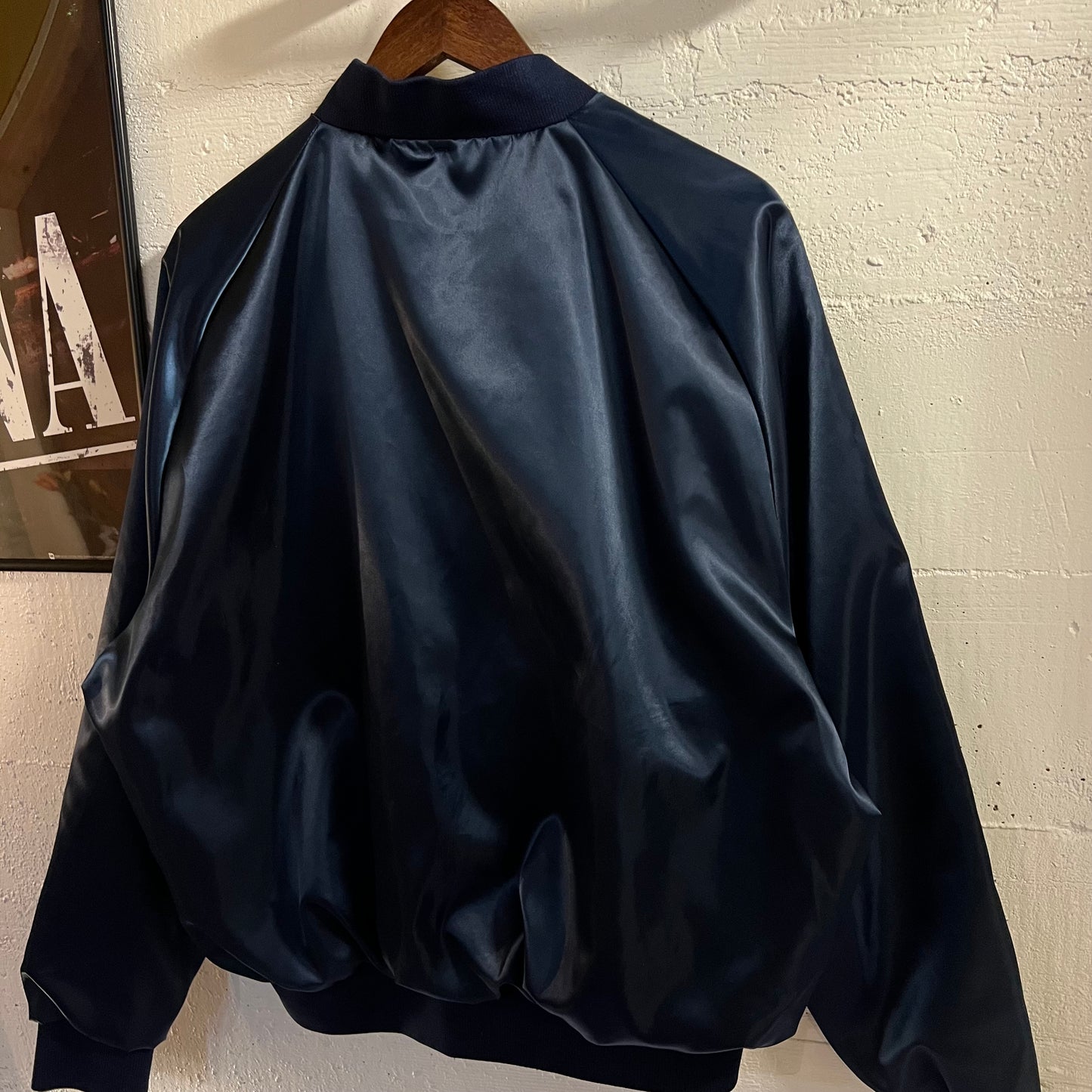 Vintage 90's Silver Club Hotel & Casino Embroidered Satin Bomber Jacket - Size XL - Made In USA - Navy