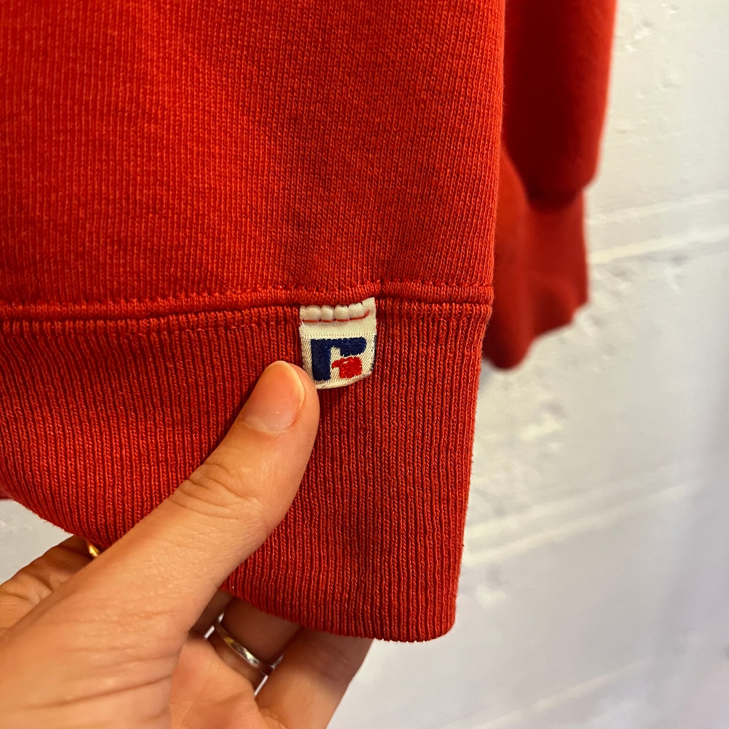 Vintage 90's OSU 'Mom' Embroidered Tackle Twill Collegiate Single 'V' Crewneck Sweatshirt - Size Large - Made In USA - Red/Blue