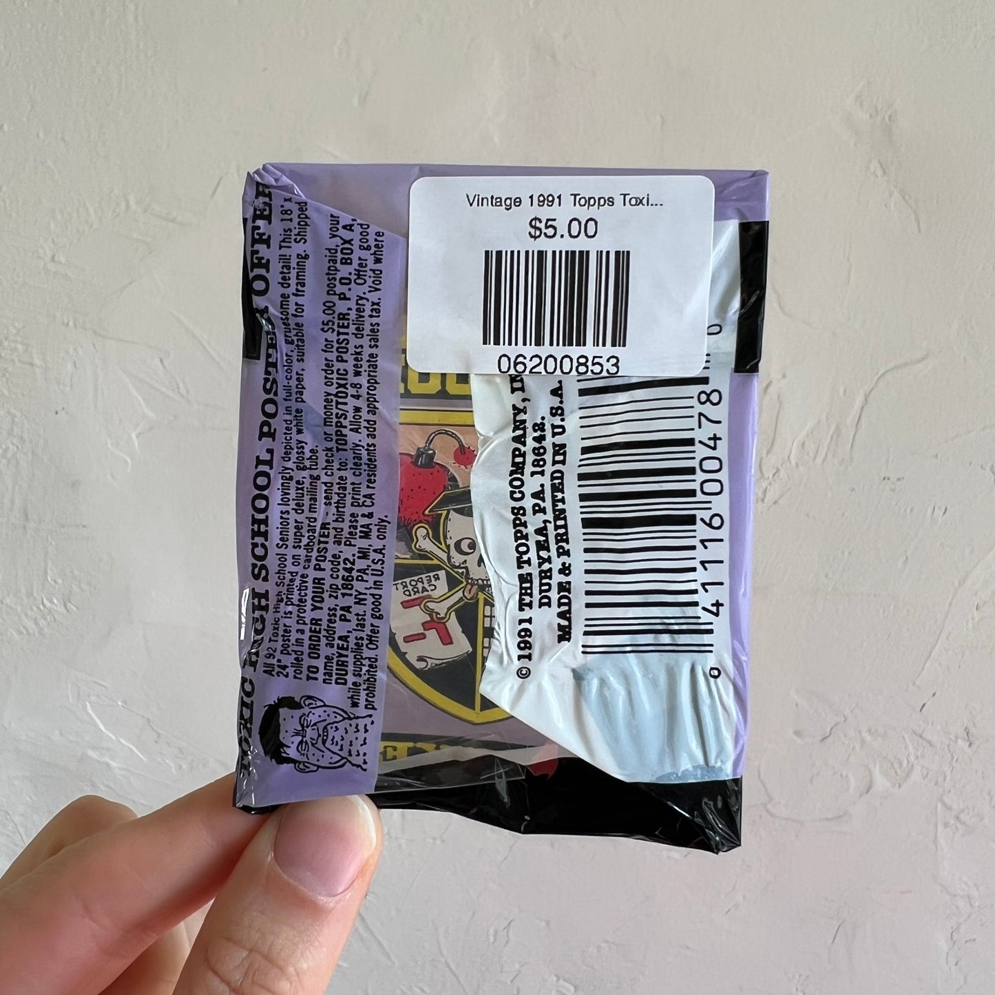 Vintage 1991 Topps Toxic High School Sticker Pack (5 Count)