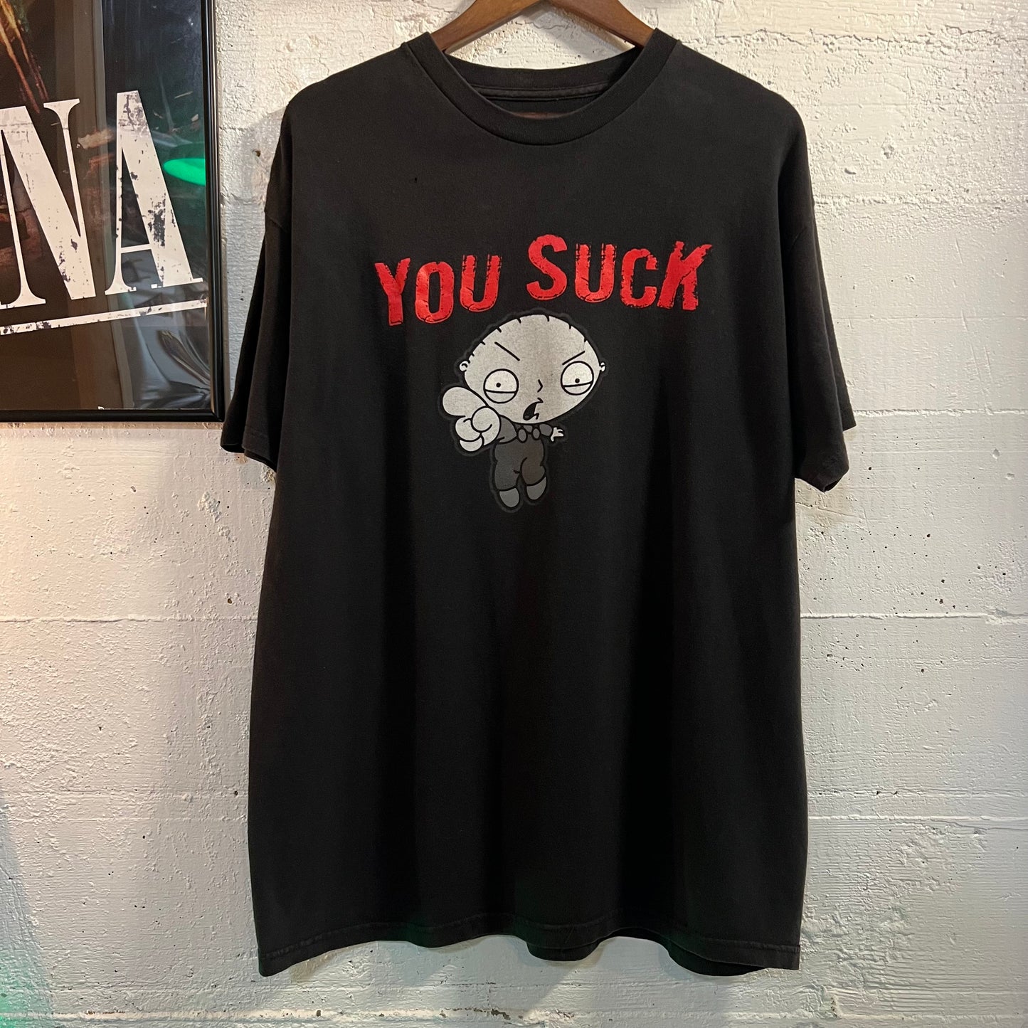Vintage Y2K Family Guy Stewie 'You Suck' Graphic T-Shirt - Size XL - Black/Red