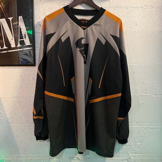 Y2K 2006 Thor Phase 0 Motocross Racing Jersey - Size Large - Grey/Yellow/Black