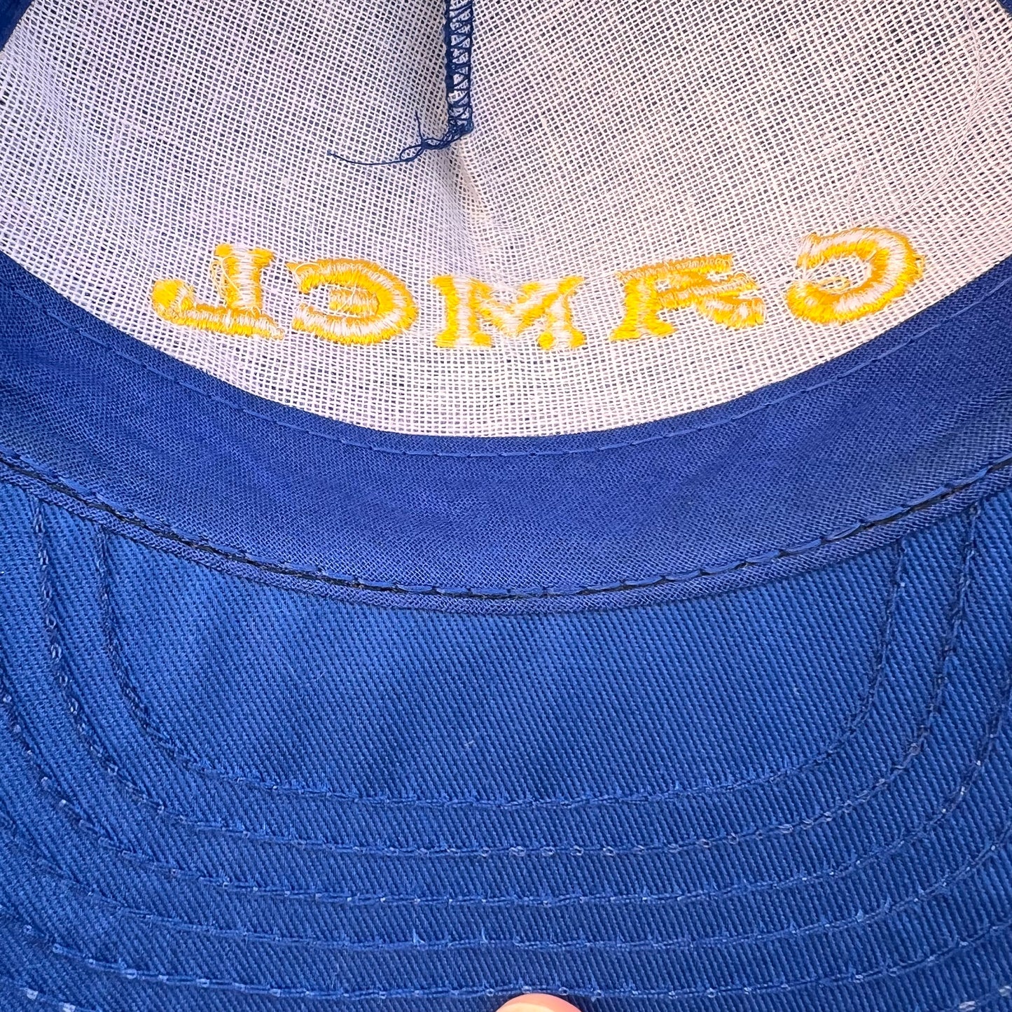 Vintage 90's Camel Embroidered Logo Mesh Back Trucker Hat - O/S - Made In USA - Blue/Yellow