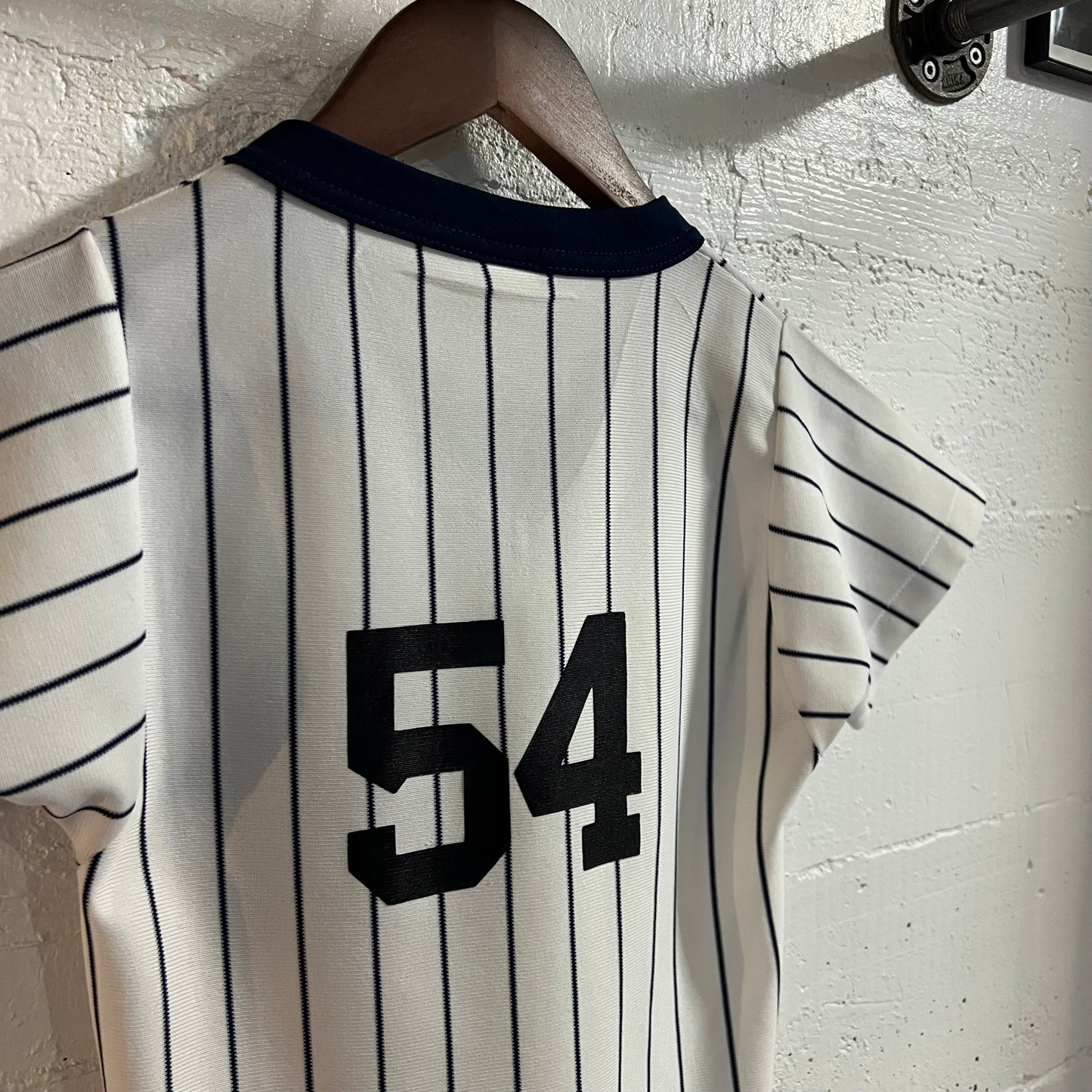 Vintage 80’s MLB NY Yankees Pro-Knit Baseball ‘#54’ Jersey - Size Youth Medium - Made In USA - White/Navy