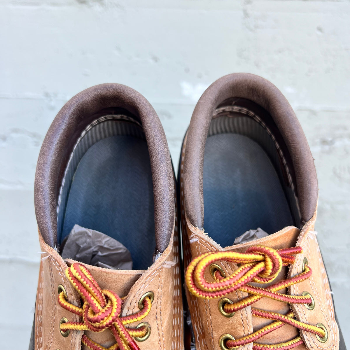 Vintage L.L. Bean 3-Eye Lace Up Moc Bean Boot - Size 9(W) - Made In Maine, USA - Light Brown/Tan