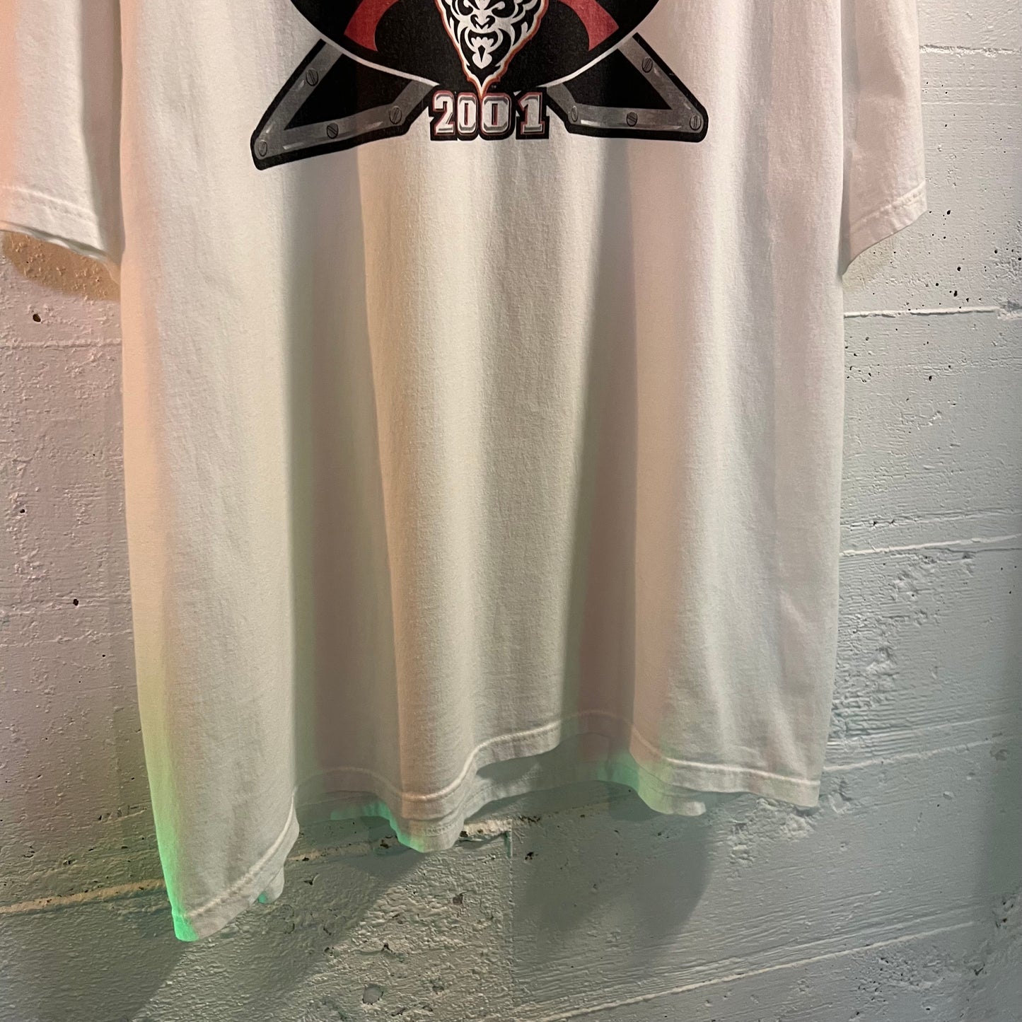 Vintage 2001 Champion San Francisco Demons XFL T-Shirt - Size 2XL - White/Black/Red/Other