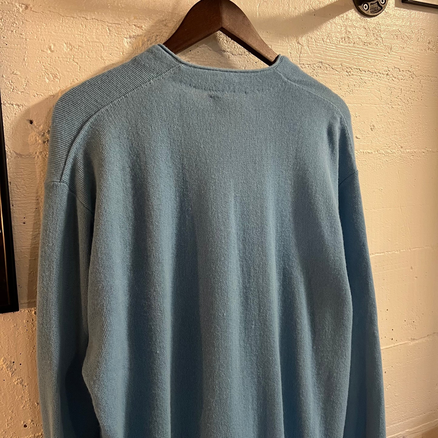 Vintage 70’s Jantzen Knitted Cardigan Buttoned Sweater - Size XL - Made In USA - Baby Blue