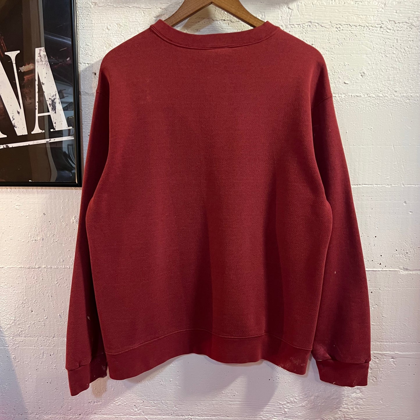 Vintage 2000's Nike Distressed Mini Swoosh Crewneck Sweatshirt - Size Medium - Maroon