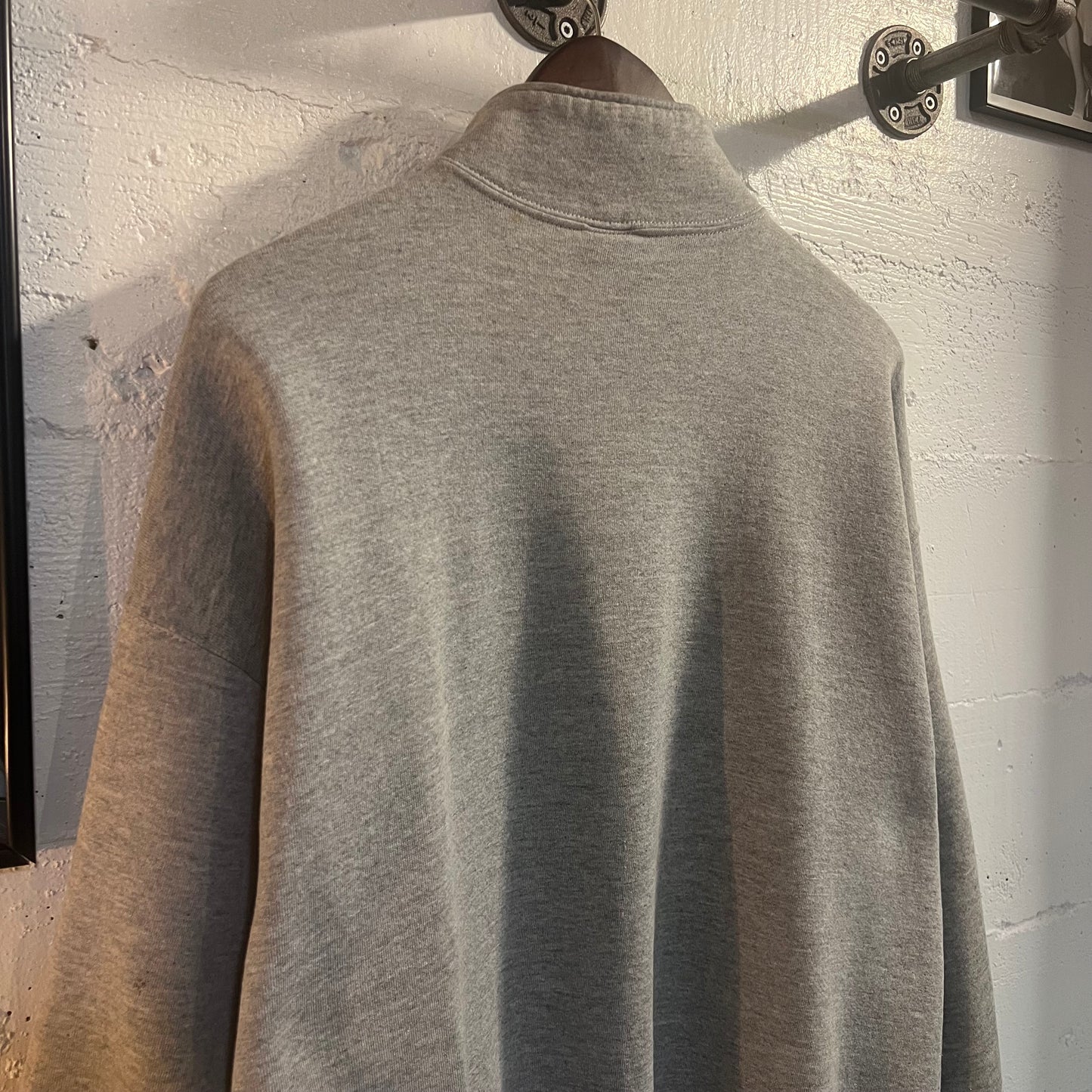 Vintage Russell Athletic Distressed Quarter Zip Sweatshirt - Made In USA - Size XL - Light Heather Grey