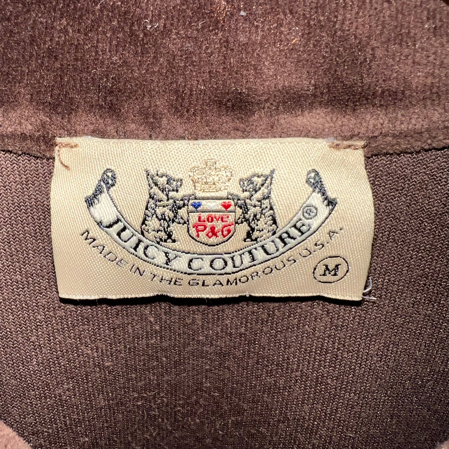Vintage 2000’s Juicy Couture Velour Zip Up Track Jacket - Size Medium - Made In USA - Brown/Pink