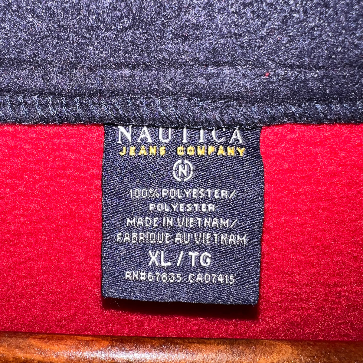 Vintage 90's Nautica Jeans Co. Half Zip Pullover Fleece - Size XL - Red/Navy/White