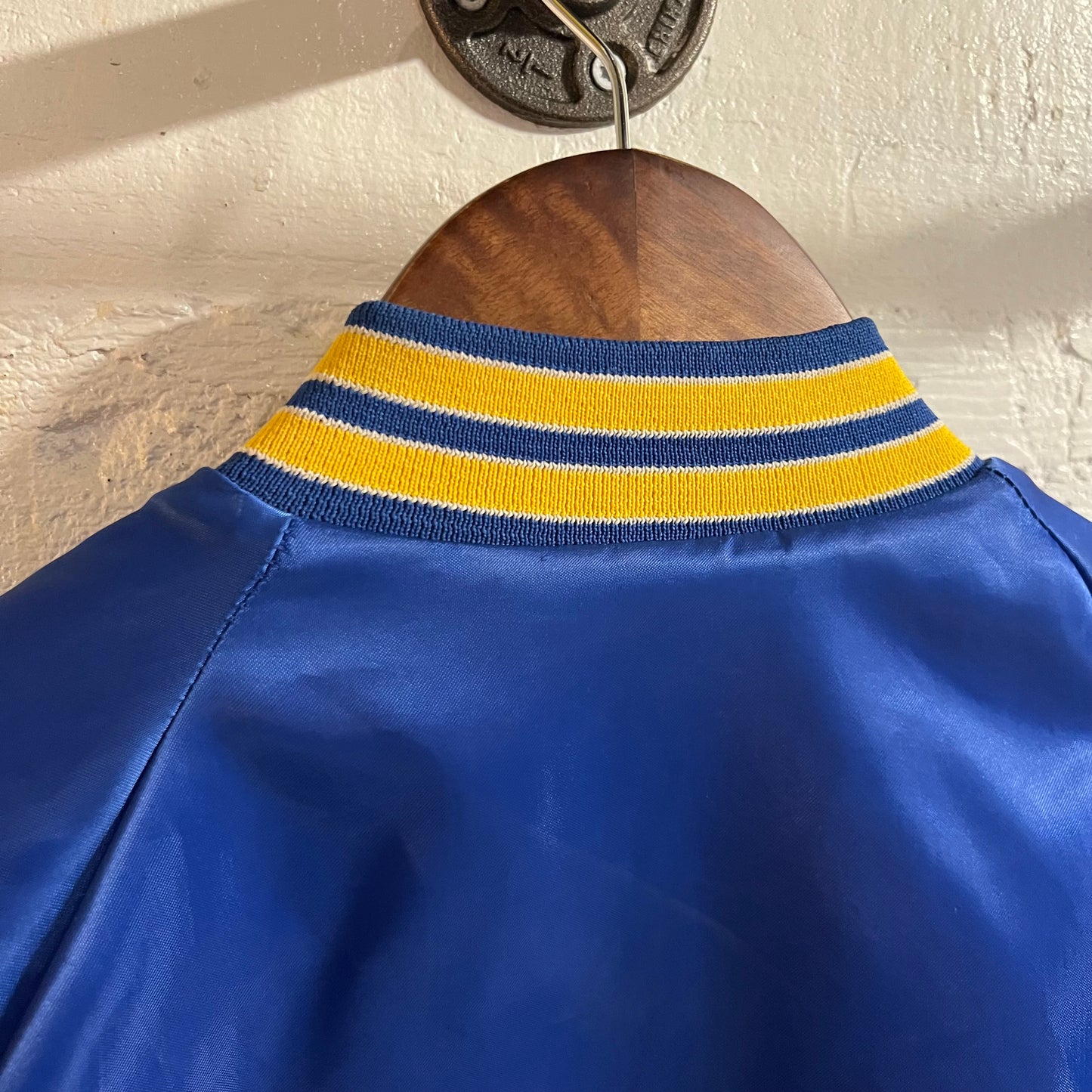 Vintage 1980's USS Alabama SSBN-731 Pla-Jac By Dunbrooke Satin Bomber Jacket - Size 40 (M) - Made In USA - Blue/Yellow