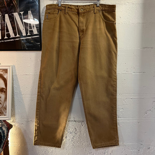 Vintage 90's Carhartt Cotton Duck Canvas Dungaree Pants (b72-BRN) - Size 40"x 30" - Made In USA - 100% Cotton