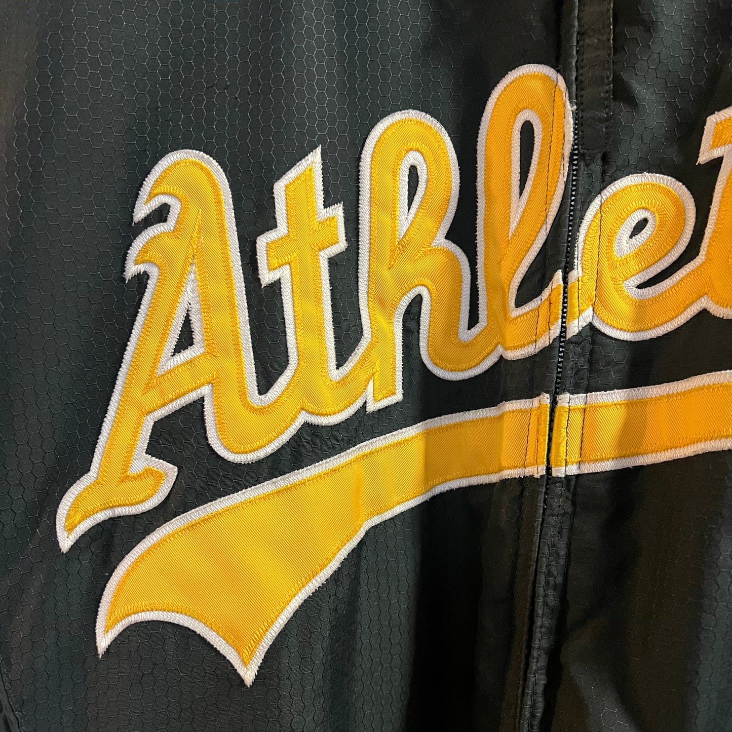 Vintage 90's Oakland Athletics Majestic Authentic Zip Up Jacket - Size XL - Green/Yellow