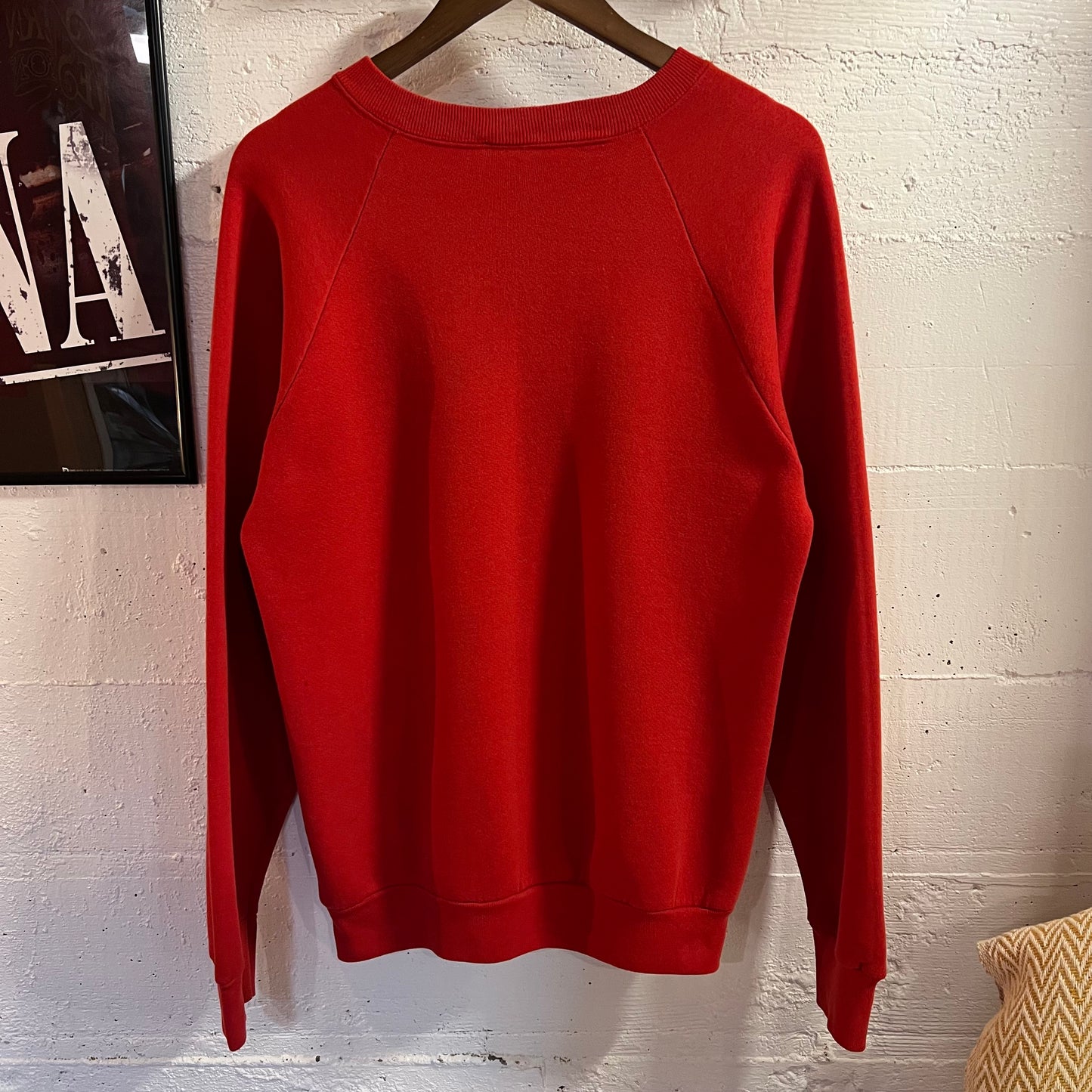 Vintage 80’s Nebraska Huskers Football Raglan Crewneck Sweatshirt - Size Large - Made In USA - Red/White/White