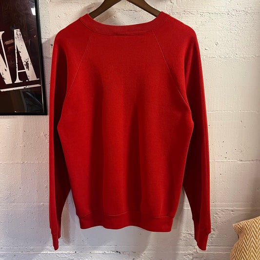 Vintage 80’s Nebraska Huskers Football Raglan Crewneck Sweatshirt - Size Large - Made In USA - Red/White/White