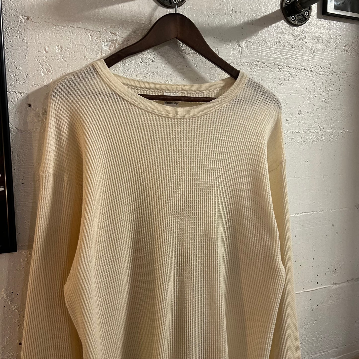 Vintage 90’s Glaciers Edge Waffle Knit Long Sleeve Thermal Shirt - Size XL - Antique White