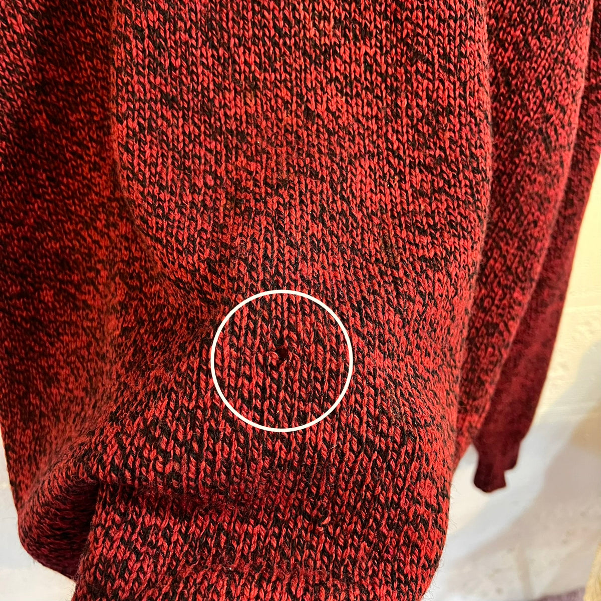 Vintage 80’s/90’s Lands’ End Heathered Wool Knitted Sweater - Size Large - Made In USA - Maroon/Black
