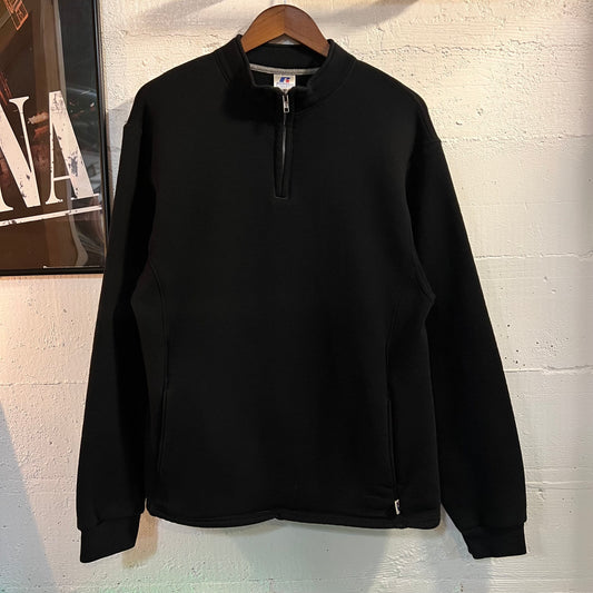 Vintage Russell Athletic Quarter Zip Crewneck Sweatshirt - Size Medium - Black