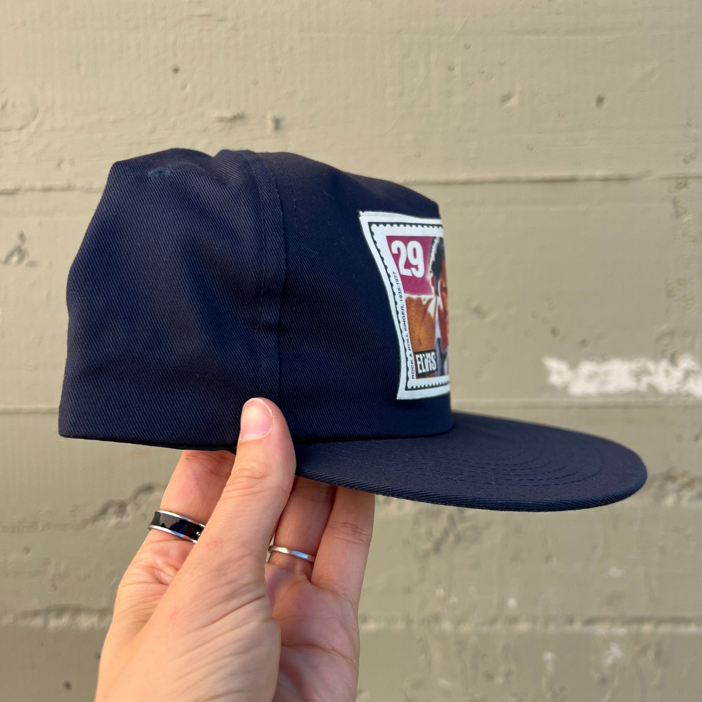 Vintage 90's 1992 Elvis Stamp Snapback Hat - O/S - Navy