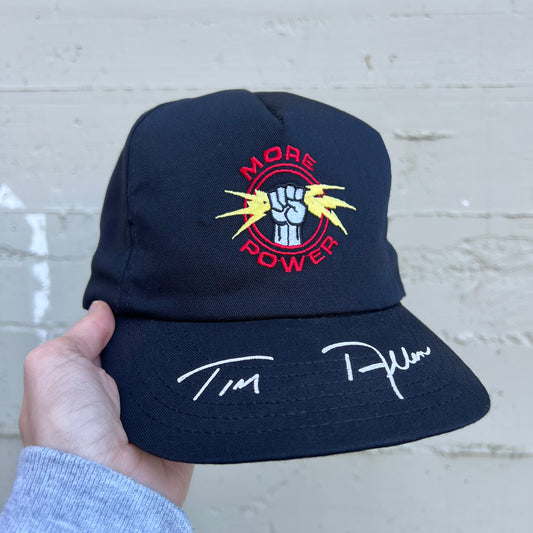 Vintage 90's Home Improvement 'Tool Time' "More Power" Embroidered Tim Allen Signed Snapback Hat - O/S - Made In USA - Black/Red/Yellow