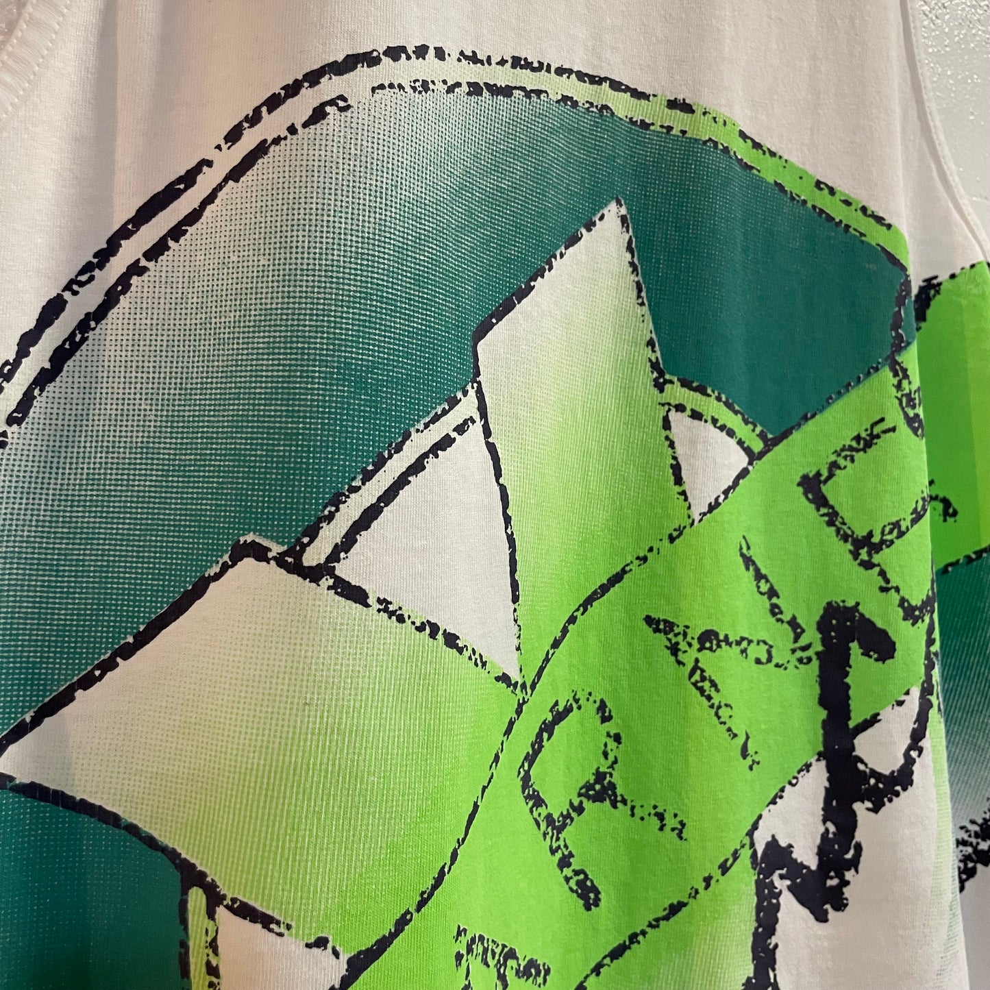 Vintage 80’s Vuarnet France Graphic Single Stitch Tank Top - Size Medium - Made In USA - White/Green/Blue/Black