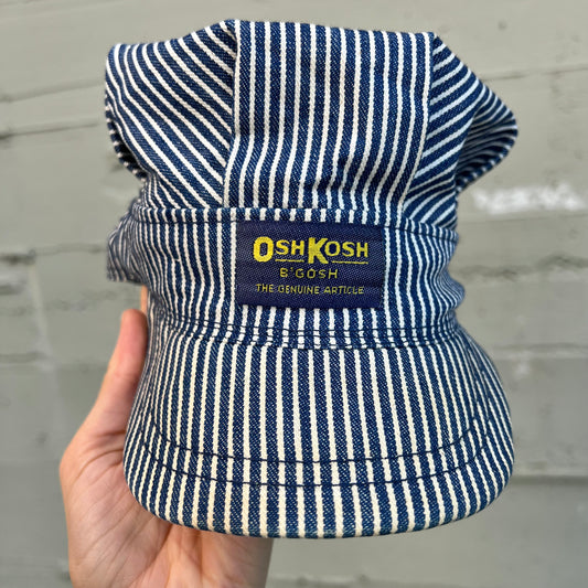 True Vintage 1970's Osh Kosh B'Gosh Hickory Stripe Railroad Engineer Adjustable Cap - O/S - Made In USA