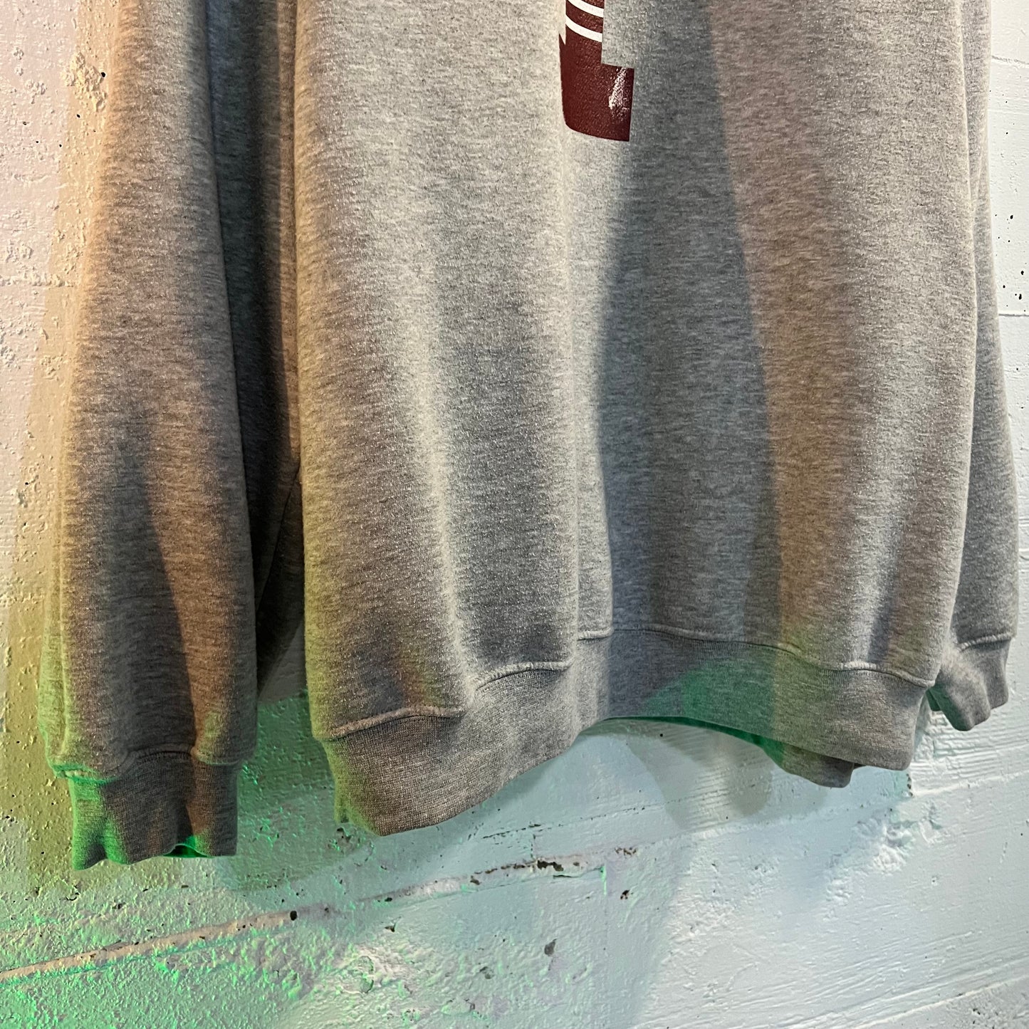 Vintage Distressed Collegiate ‘P’ Crewneck Sweatshirt - Size 2XL - Made In USA - Grey/Maroon