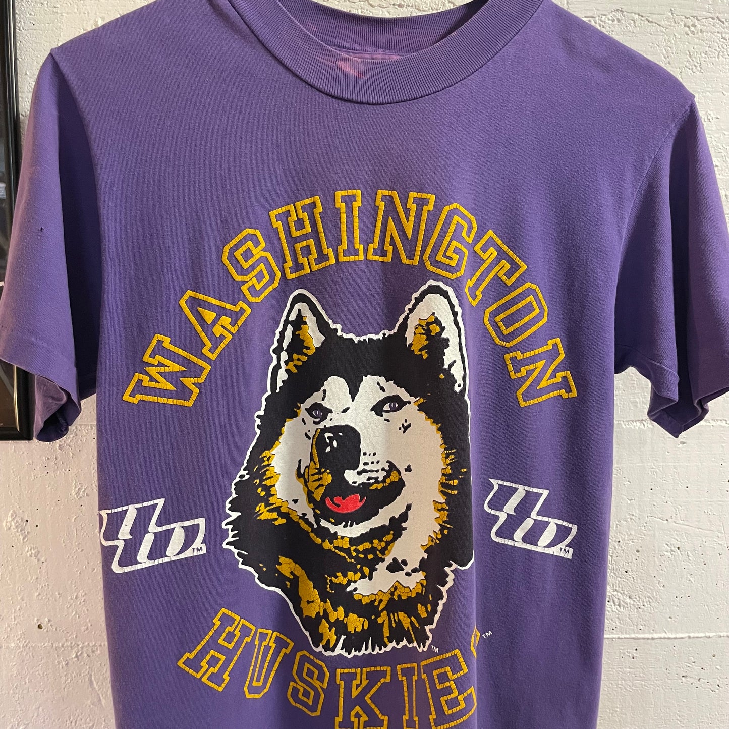Vintage 90’s University Of Washington Huskies Single Stitch T-shirt  - Size Small - Purple/Yellow/White